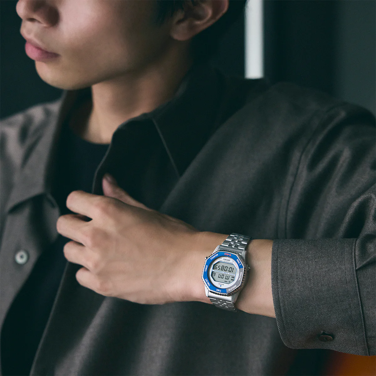 Men’s Digital Quartz Watch in Blue & Silvertone - SMGG21P1 - Image 2